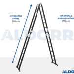 4x6 ALDORR Professional - Mehrzweckleiter ohne Arbeitsplattform - 6,8 Meter (Stabilisierungsstange: 120 cm)