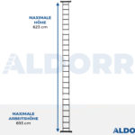 4x6 ALDORR Professional - Mehrzweckleiter ohne Arbeitsplattform - 6,8 Meter (Stabilisierungsstange: 120 cm)