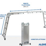 4x4 ALDORR Home - Mehrzweckleiter mit Arbeitsplattform - 4,7 Meter (Stabilisierungsstange: 120 cm)