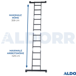 4x3 ALDORR Professional - Mehrzweckleiter mit Arbeitsplattform - 3,5 Meter