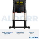 4,40 Meter ALDORR Professional - Teleskopleiter mit ausziehbarer Stabilisatorstange