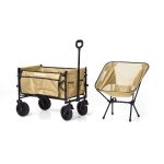 Bollerwagen – XL – Faltbar – 100L – Beige - Inklusive Campingstuhl