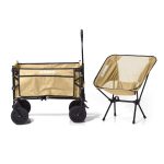 Bollerwagen – XL – Faltbar – 100L – Beige - Inklusive Campingstuhl