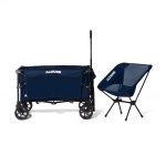 Bollerwagen – XL – Faltbar – 100L – Blau - Inklusive Campingstuhl