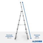 1,80 + 2,40 Meter ALDORR Home - Teleskop-Klappleiter
