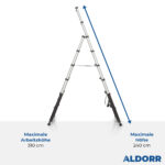 1,80 + 2,40 Meter ALDORR Professional - Teleskop-Klappleiter