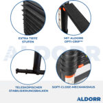 4,40 Meter ALDORR Professional - Teleskopleiter mit ausziehbarer Stabilisatorstange